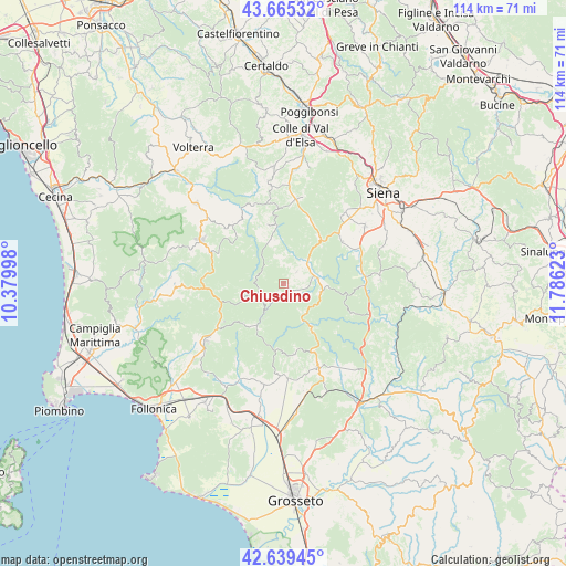 Chiusdino on map