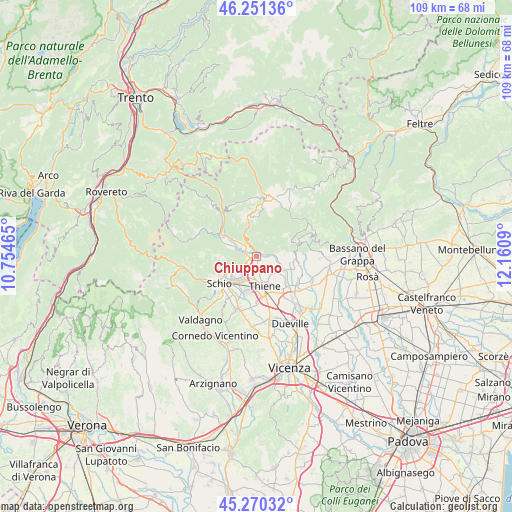 Chiuppano on map