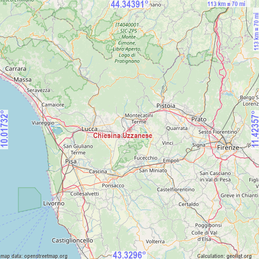 Chiesina Uzzanese on map