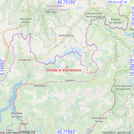 Chiesa in Valmalenco on map