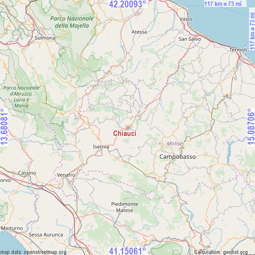 Chiauci on map