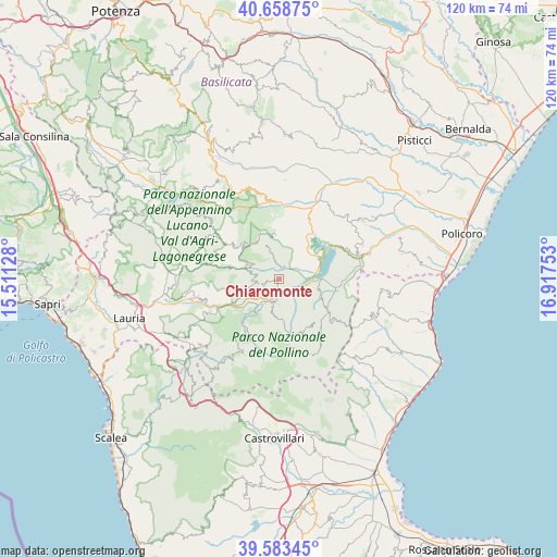 Chiaromonte on map