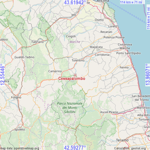 Cessapalombo on map