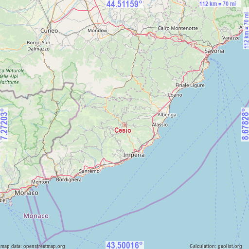 Cesio on map