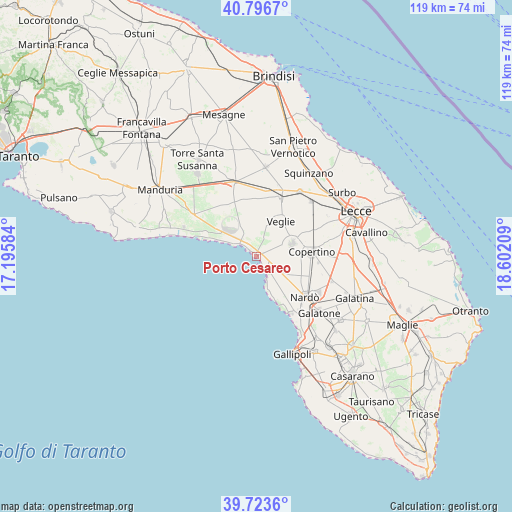 Porto Cesareo on map