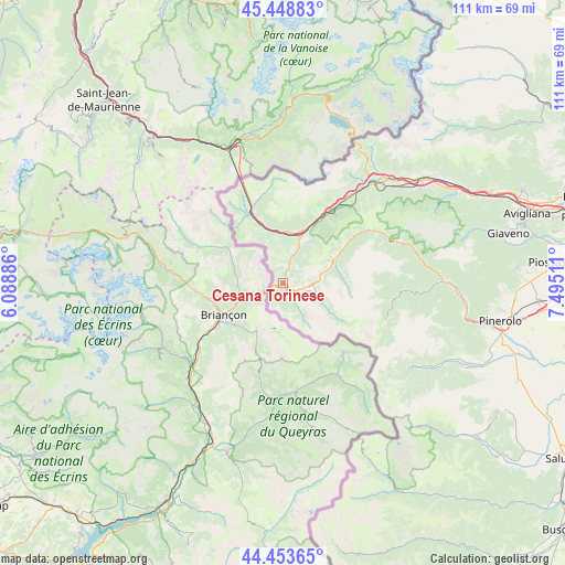 Cesana Torinese on map