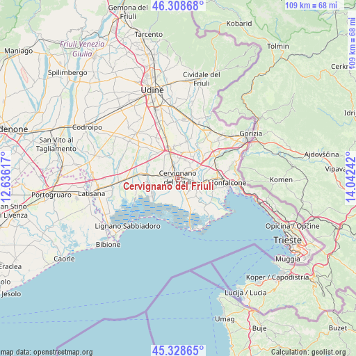 Cervignano del Friuli on map