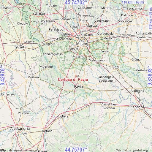 Certosa di Pavia on map