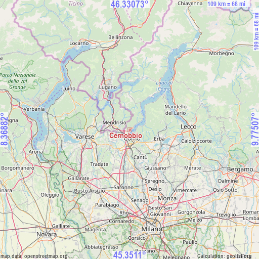 Cernobbio on map