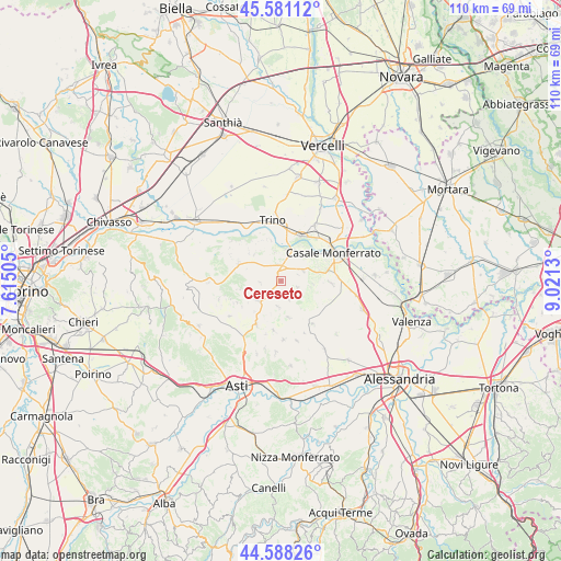 Cereseto on map