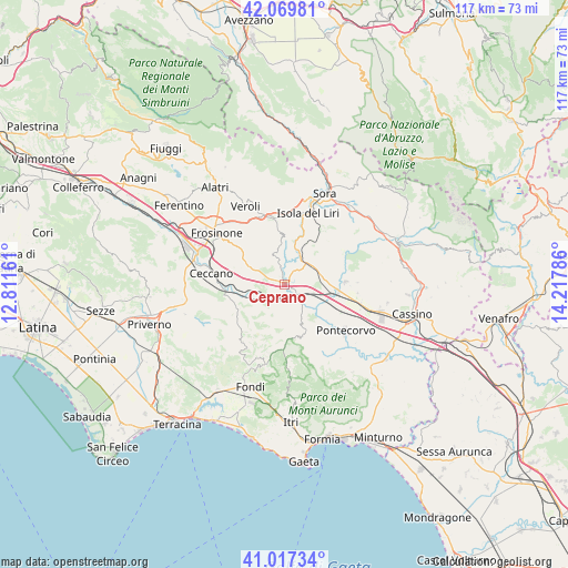 Ceprano on map