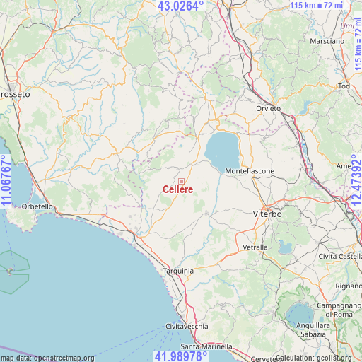 Cellere on map