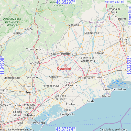 Cecchini on map