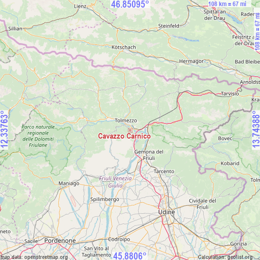 Cavazzo Carnico on map