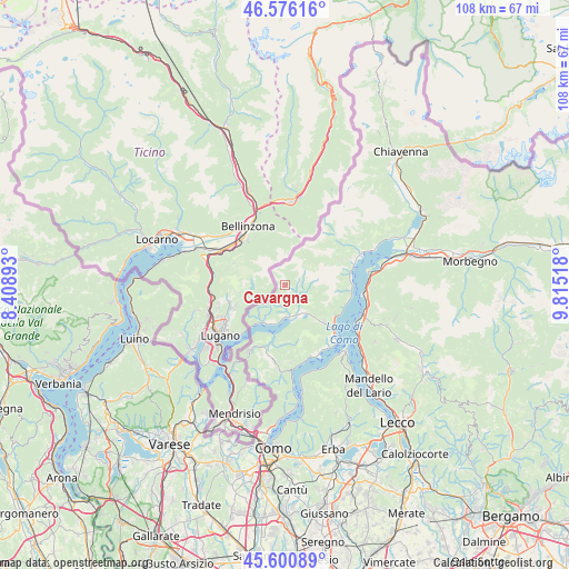 Cavargna on map