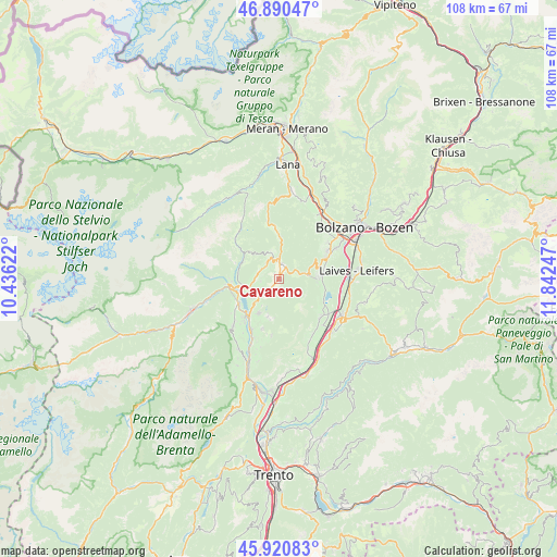 Cavareno on map