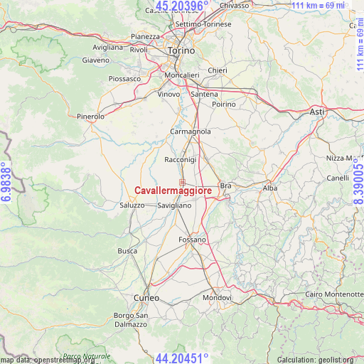 Cavallermaggiore on map