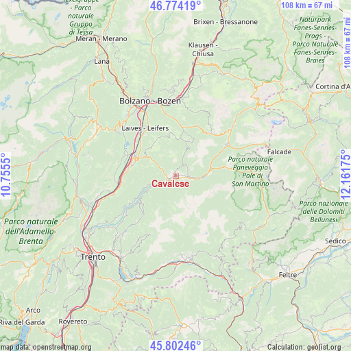 Cavalese on map