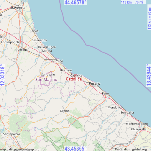 Cattolica on map