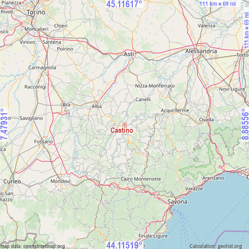 Castino on map