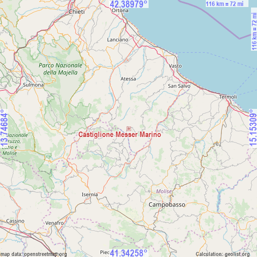 Castiglione Messer Marino on map