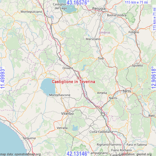 Castiglione in Teverina on map