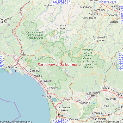 Castiglione di Garfagnana on map