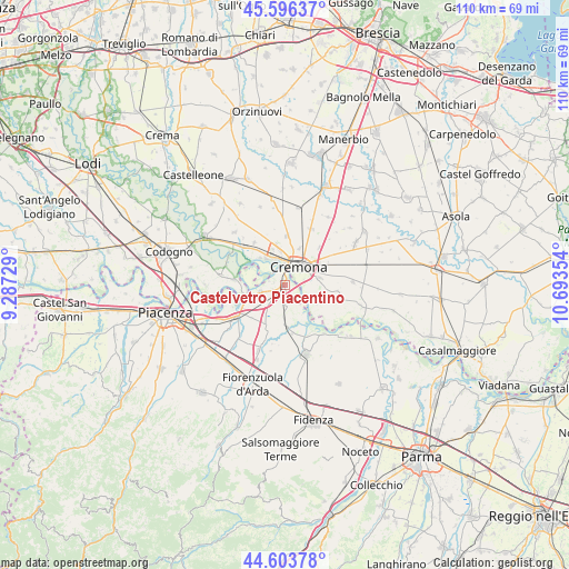 Castelvetro Piacentino on map