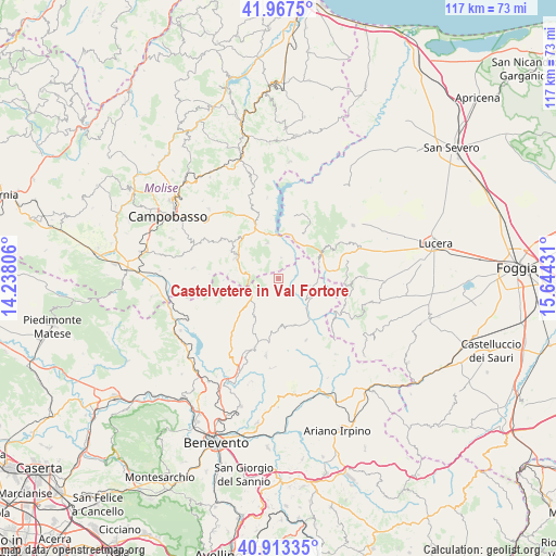 Castelvetere in Val Fortore on map