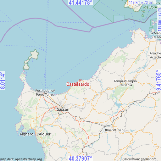 Castelsardo on map