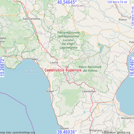 Castelluccio Superiore on map