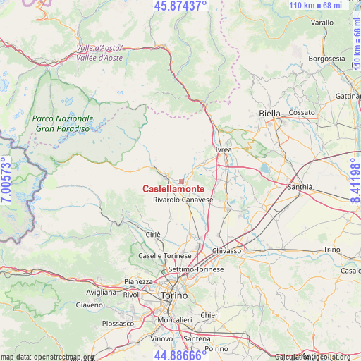 Castellamonte on map