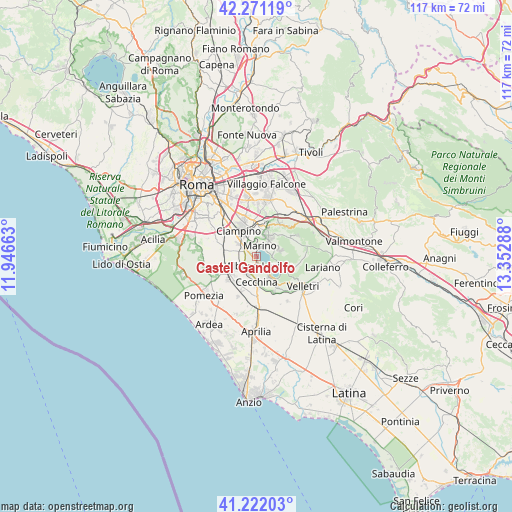 Castel Gandolfo on map