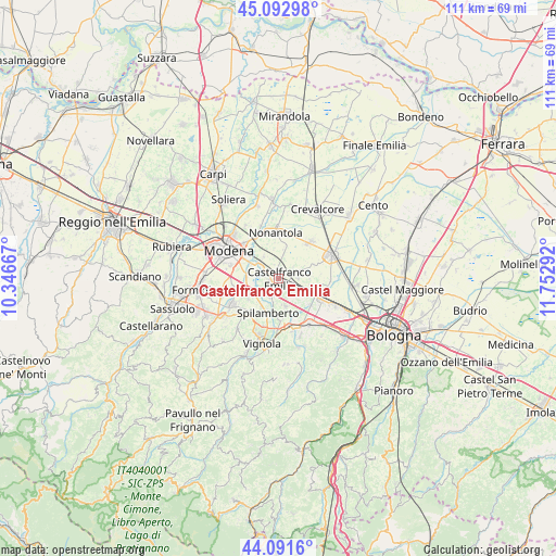Castelfranco Emilia on map