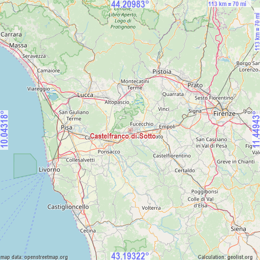 Castelfranco di Sotto on map