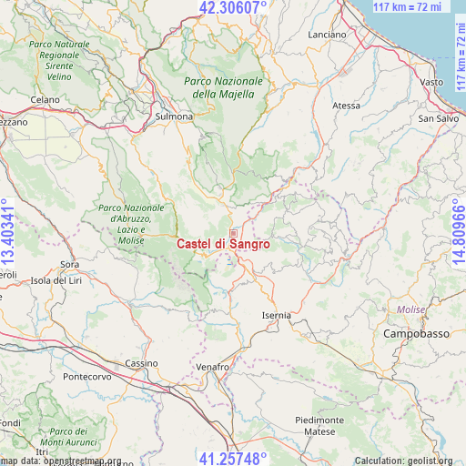 Castel di Sangro on map