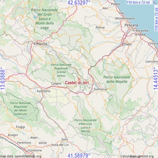 Castel di Ieri on map