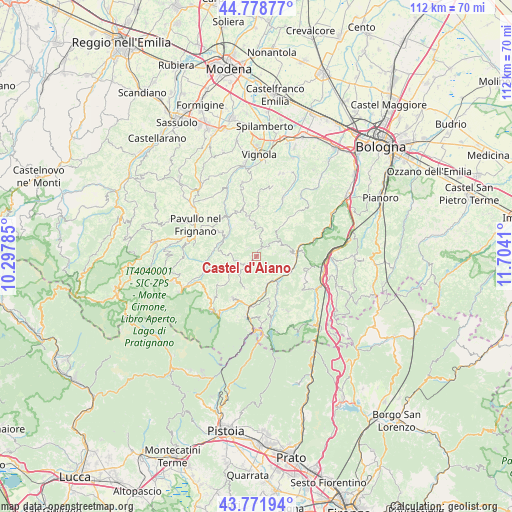 Castel d'Aiano on map