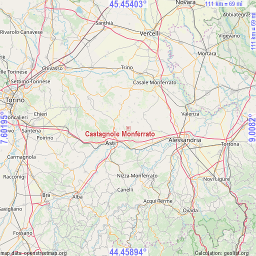 Castagnole Monferrato on map