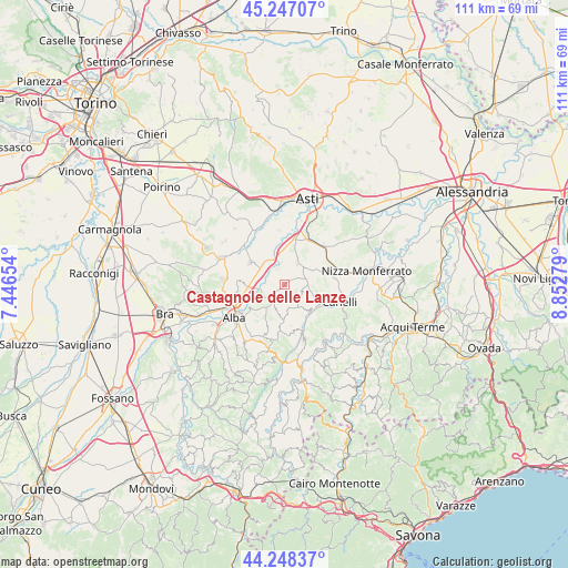 Castagnole delle Lanze on map