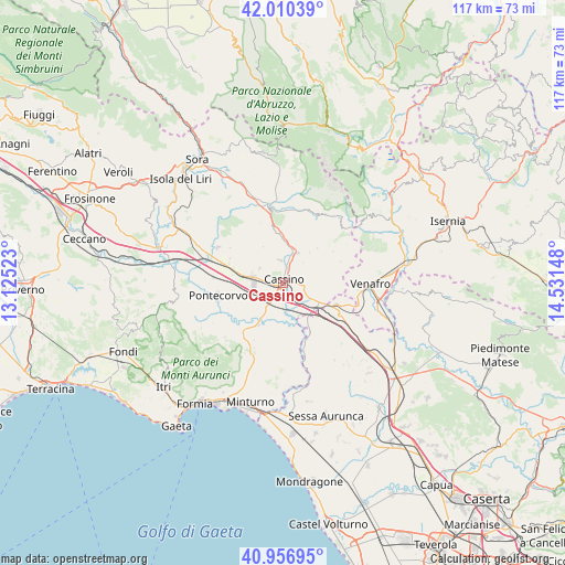 Cassino on map