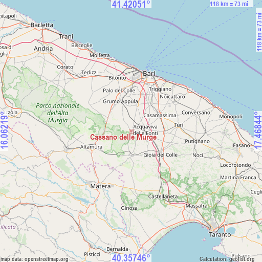 Cassano delle Murge on map