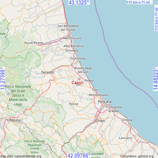 Casoli on map