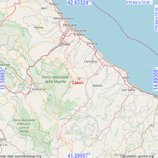 Casoli on map