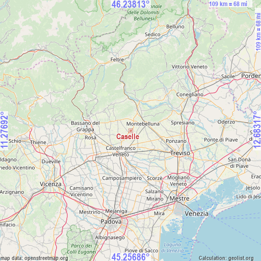 Caselle on map