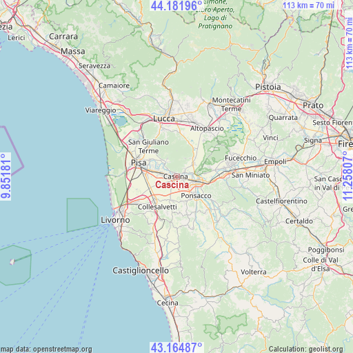 Cascina on map