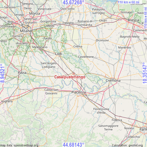 Casalpusterlengo on map