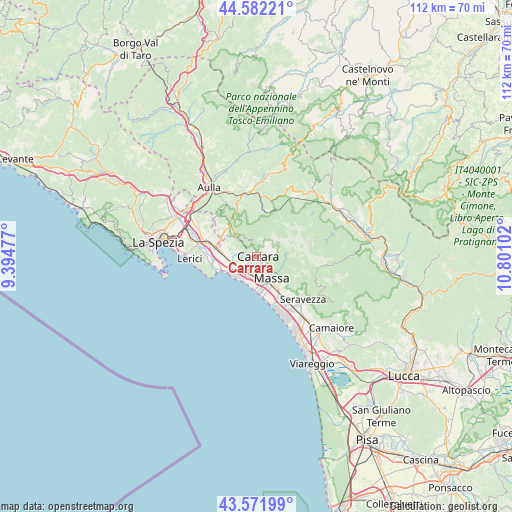 Carrara on map