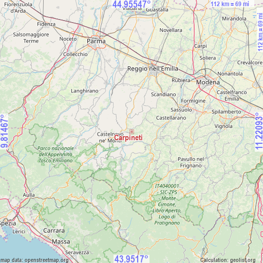 Carpineti on map