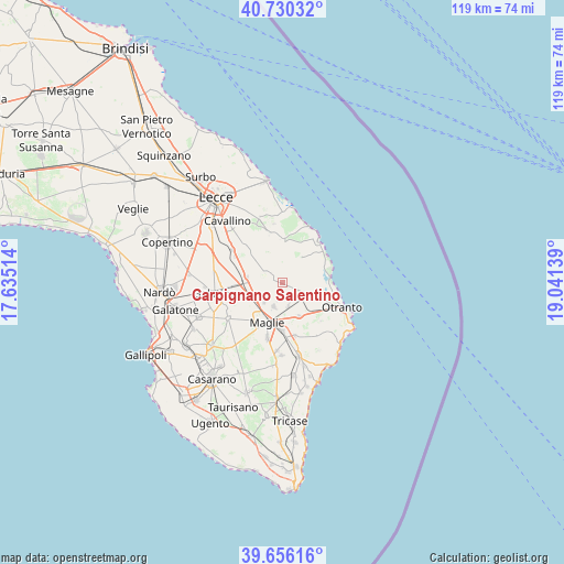 Carpignano Salentino on map